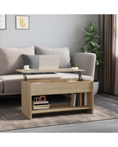 Table basse chêne sonoma 102x50x52,5 cm bois d'ingénierie | Mobilier & Déco
