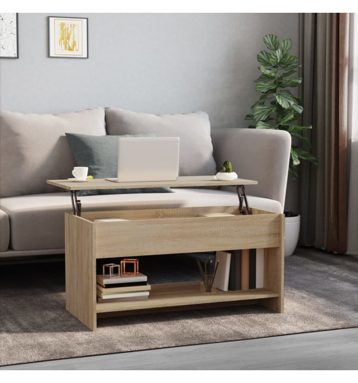 Table basse chêne sonoma 102x50x52,5 cm bois d'ingénierie | Mobilier & Déco