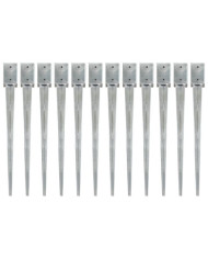 Piquets au sol 12 pcs Argenté 9x9x90 cm Acier galvanisé | Mobilier & Déco