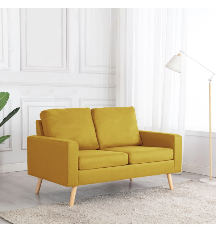 Canapé à 2 places Jaune Tissu | Mobilier & Déco