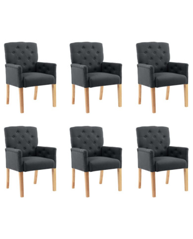Chaises à manger avec accoudoirs lot de 6 gris tissu | Mobilier & Déco