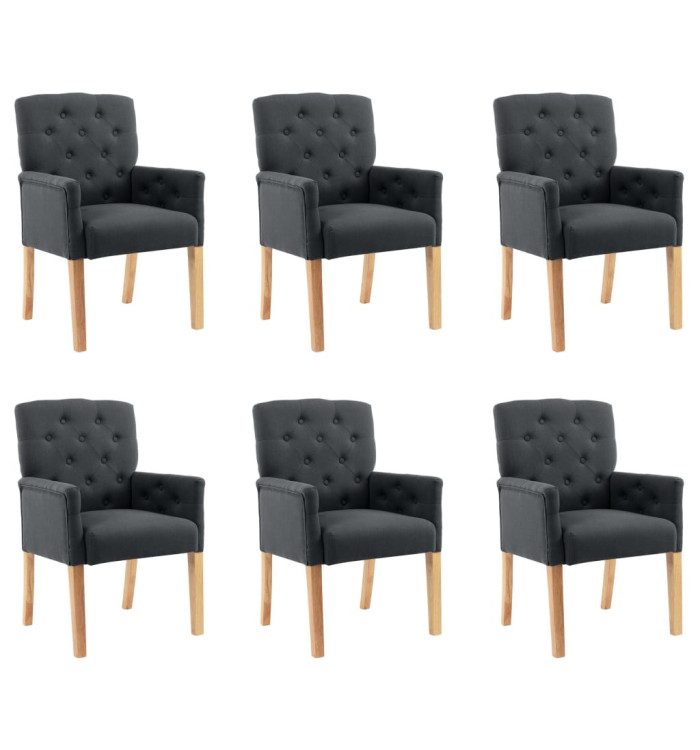 Chaises à manger avec accoudoirs lot de 6 gris tissu | Mobilier & Déco