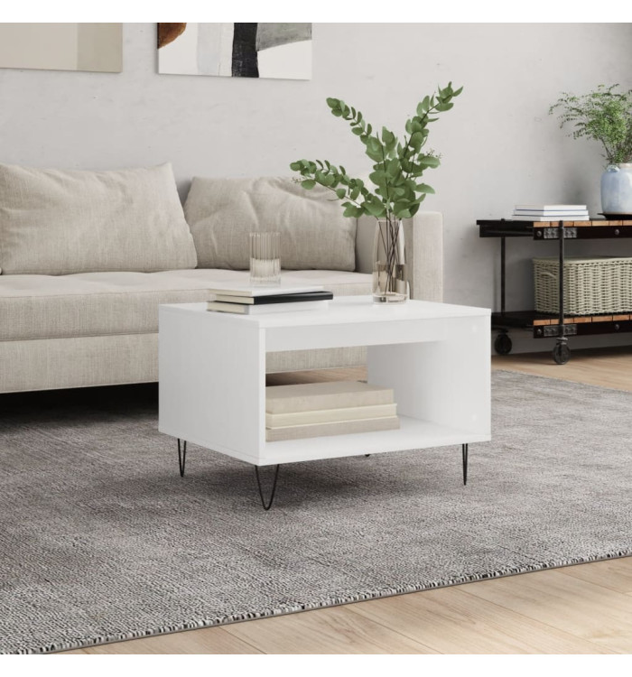 Table basse blanc 60x50x40 cm bois d'ingénierie | Mobilier & Déco