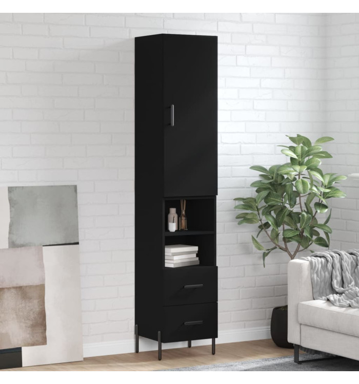Buffet haut Noir 34,5x34x180 cm Bois d'ingénierie | Mobilier & Déco