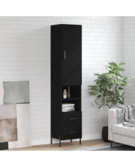 Buffet haut Noir 34,5x34x180 cm Bois d'ingénierie | Mobilier & Déco