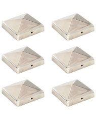 Bouchons de poteau de clôture pyramidaux 6 pcs Inox 91x91 mm | Mobilier & Déco