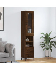 Buffet haut Chêne marron 34,5x34x180 cm Bois d'ingénierie | Mobilier & Déco