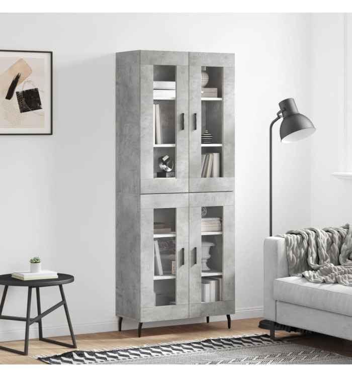 Buffet haut Gris béton 69,5x34x180 cm Bois d'ingénierie | Mobilier & Déco