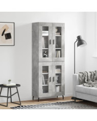 Buffet haut Gris béton 69,5x34x180 cm Bois d'ingénierie | Mobilier & Déco