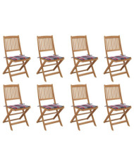 Chaises pliables d'extérieur et coussins lot de 8 Bois d'acacia | Mobilier & Déco