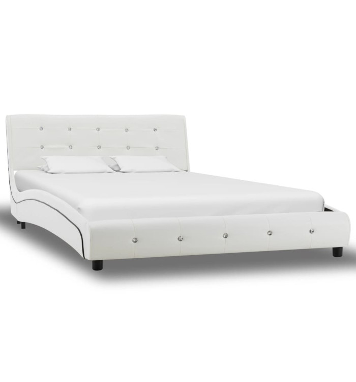 Cadre de lit sans matelas blanc similicuir 120x200 cm | Mobilier & Déco