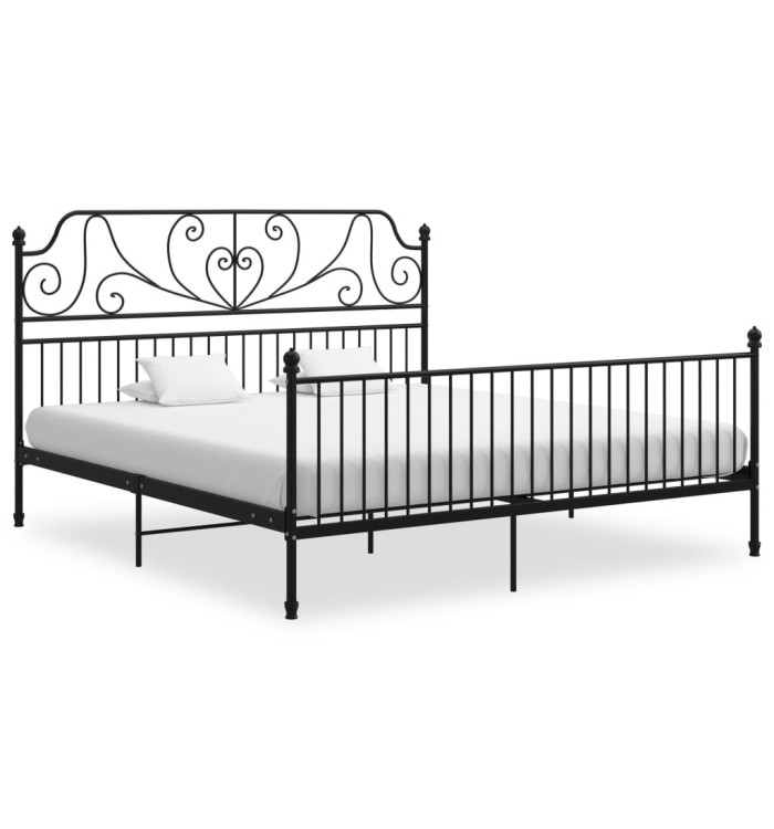 Cadre de lit sans matelas noir métal 200x200 cm | Mobilier & Déco