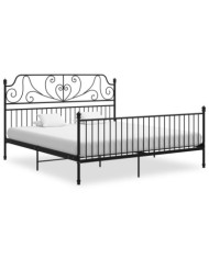 Cadre de lit sans matelas noir métal 200x200 cm | Mobilier & Déco