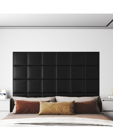 Panneaux muraux 12 pcs Noir 30x30 cm Similicuir 1,08 m² | Mobilier & Déco
