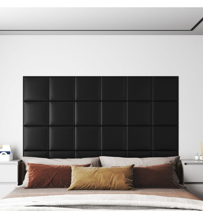 Panneaux muraux 12 pcs Noir 30x30 cm Similicuir 1,08 m² | Mobilier & Déco
