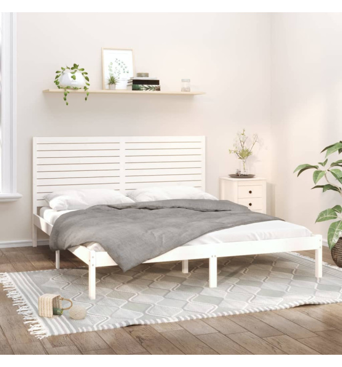 Cadre de lit sans matelas blanc 200x200 cm bois massif | Mobilier & Déco