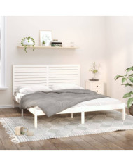 Cadre de lit sans matelas blanc 200x200 cm bois massif | Mobilier & Déco