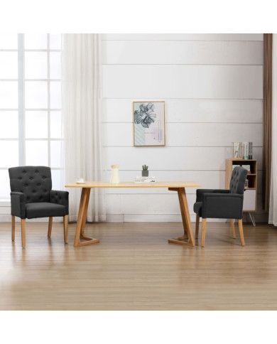 Chaise de salle à manger avec accoudoirs Gris Tissu | Mobilier & Déco