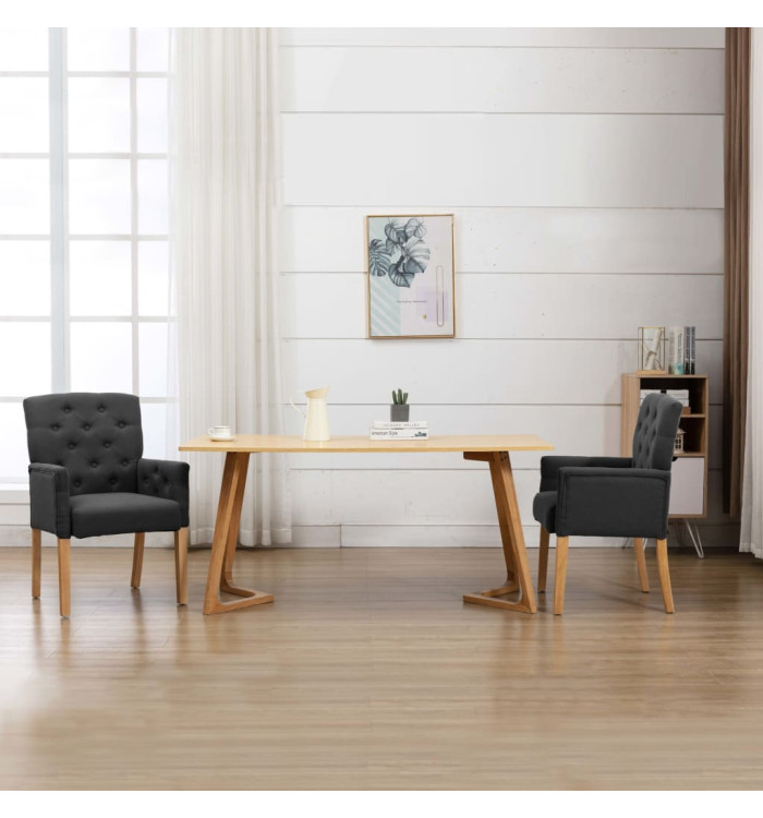 Chaise de salle à manger avec accoudoirs Gris Tissu | Mobilier & Déco