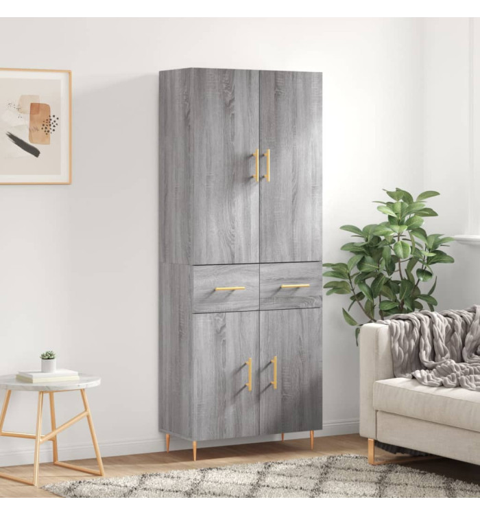 Buffet haut Sonoma gris 69,5x34x180 cm Bois d'ingénierie | Mobilier & Déco