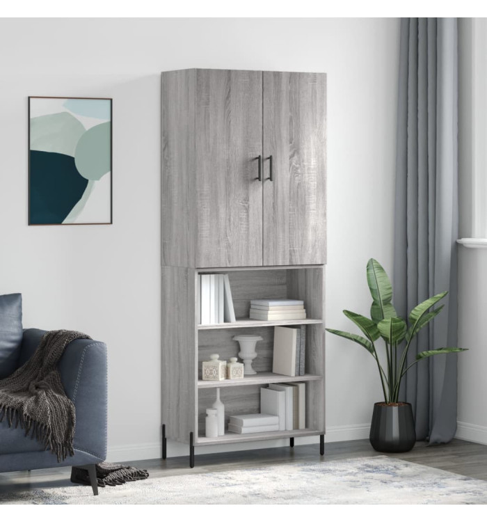 Buffet haut Sonoma gris 69,5x34x180 cm Bois d'ingénierie | Mobilier & Déco