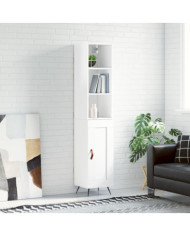 Buffet haut Blanc brillant 34,5x34x180 cm Bois d'ingénierie | Mobilier & Déco