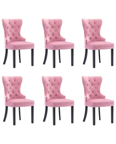 Chaises à manger lot de 6 rose velours | Mobilier & Déco