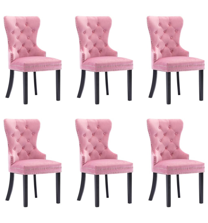 Chaises à manger lot de 6 rose velours | Mobilier & Déco