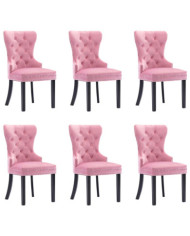 Chaises à manger lot de 6 rose velours | Mobilier & Déco