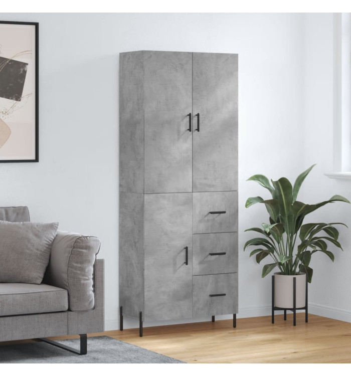 Buffet haut Gris béton 69,5x34x180 cm Bois d'ingénierie | Mobilier & Déco