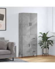 Buffet haut Gris béton 69,5x34x180 cm Bois d'ingénierie | Mobilier & Déco