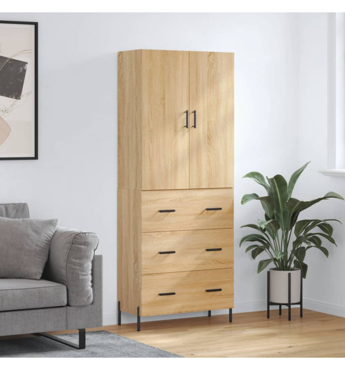 Buffet haut Chêne sonoma 69,5x34x180 cm Bois d'ingénierie | Mobilier & Déco