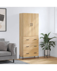 Buffet haut Chêne sonoma 69,5x34x180 cm Bois d'ingénierie | Mobilier & Déco