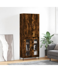 Buffet haut Chêne fumé 69,5x34x180 cm Bois d'ingénierie | Mobilier & Déco