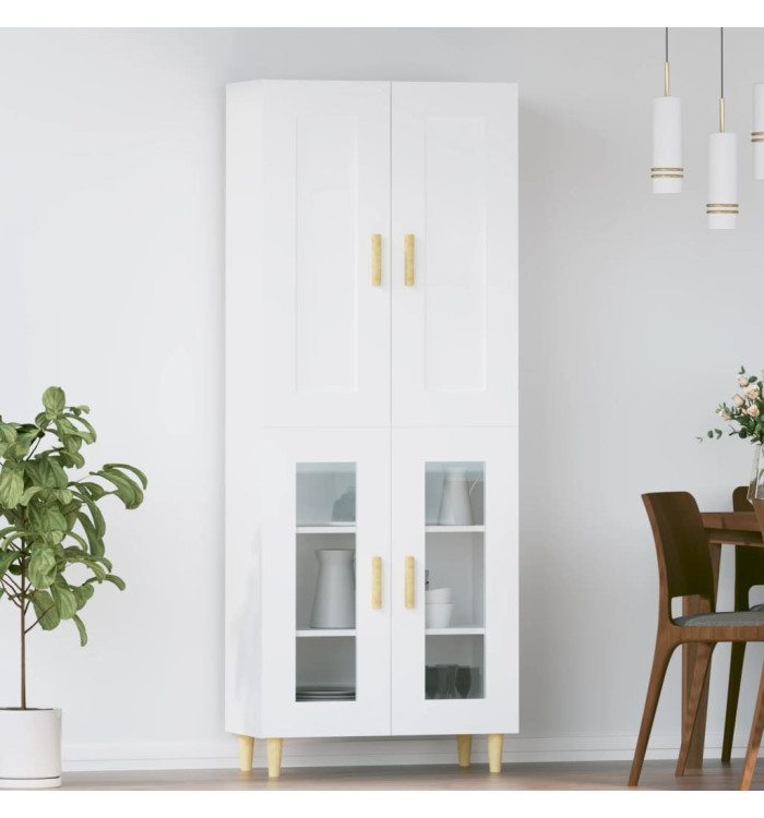 Buffet haut Blanc 69,5x34x180 cm Bois d'ingénierie | Mobilier & Déco
