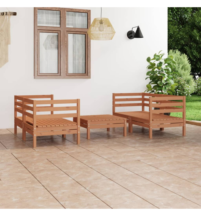 Salon de jardin 5 pcs Marron miel Bois de pin massif | Mobilier & Déco