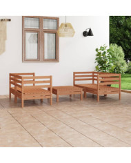 Salon de jardin 5 pcs Marron miel Bois de pin massif | Mobilier & Déco
