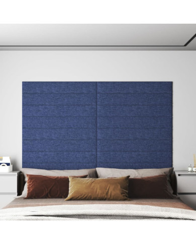 Panneaux muraux 12 pcs Bleu 90x15 cm Tissu 1,62 m² | Mobilier & Déco