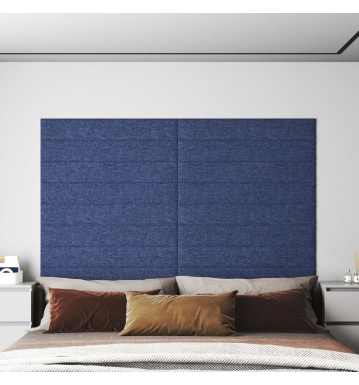 Panneaux muraux 12 pcs Bleu 90x15 cm Tissu 1,62 m² | Mobilier & Déco