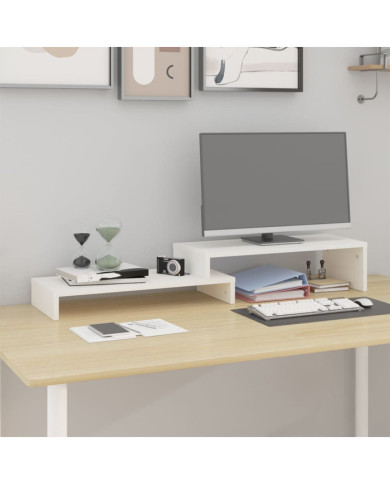 Support de moniteur Blanc (52-101)x22x14 cm Bois de pin solide | Mobilier & Déco