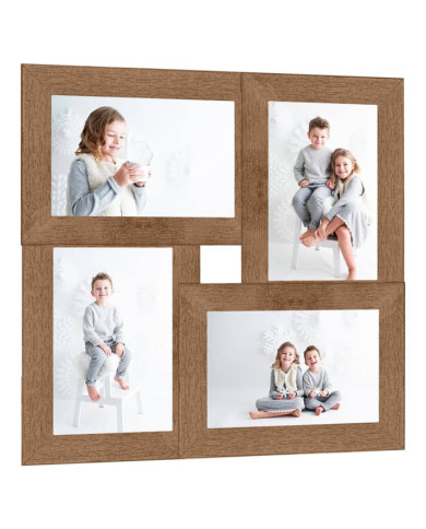 Collage de cadres photo pour photo de 4x(10x15 cm) Marron MDF | Mobilier & Déco