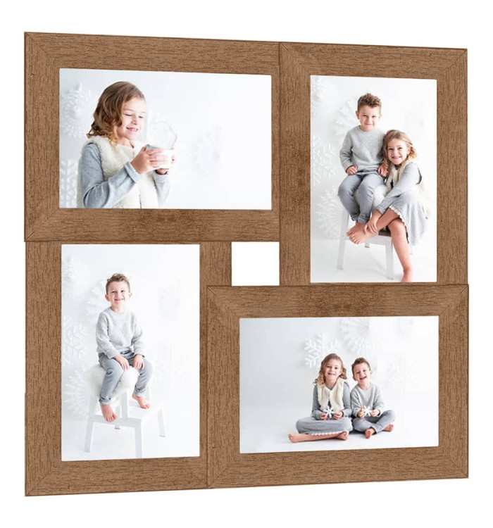 Collage de cadres photo pour photo de 4x(10x15 cm) Marron MDF | Mobilier & Déco