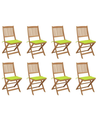 Chaises pliables d'extérieur et coussins lot de 8 Bois d'acacia | Mobilier & Déco