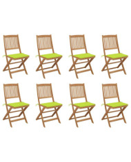 Chaises pliables d'extérieur et coussins lot de 8 Bois d'acacia | Mobilier & Déco