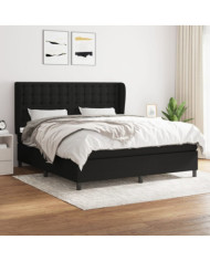 Sommier à lattes de lit avec matelas Noir 160x200 cm Tissu | Mobilier & Déco