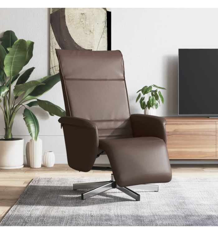 Fauteuil inclinable avec repose-pieds marron similicuir | Mobilier & Déco