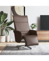Fauteuil inclinable avec repose-pieds marron similicuir | Mobilier & Déco