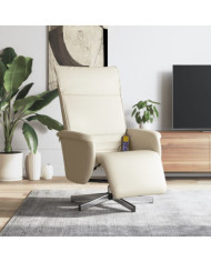 Fauteuil inclinable de massage et repose-pieds crème similicuir | Mobilier & Déco