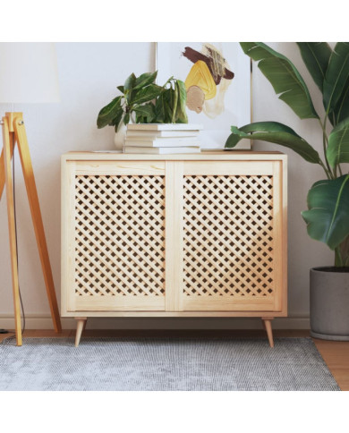 Portes d'armoires en treillis 2 pcs 49,5x69 cm pin massif | Mobilier & Déco