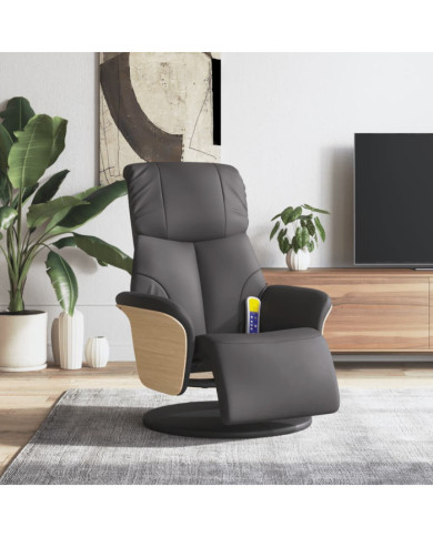 Fauteuil inclinable de massage repose-pieds gris similicuir | Mobilier & Déco